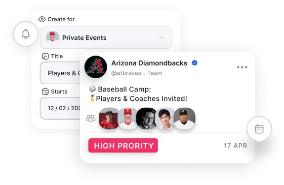 Imateam sports community product interface